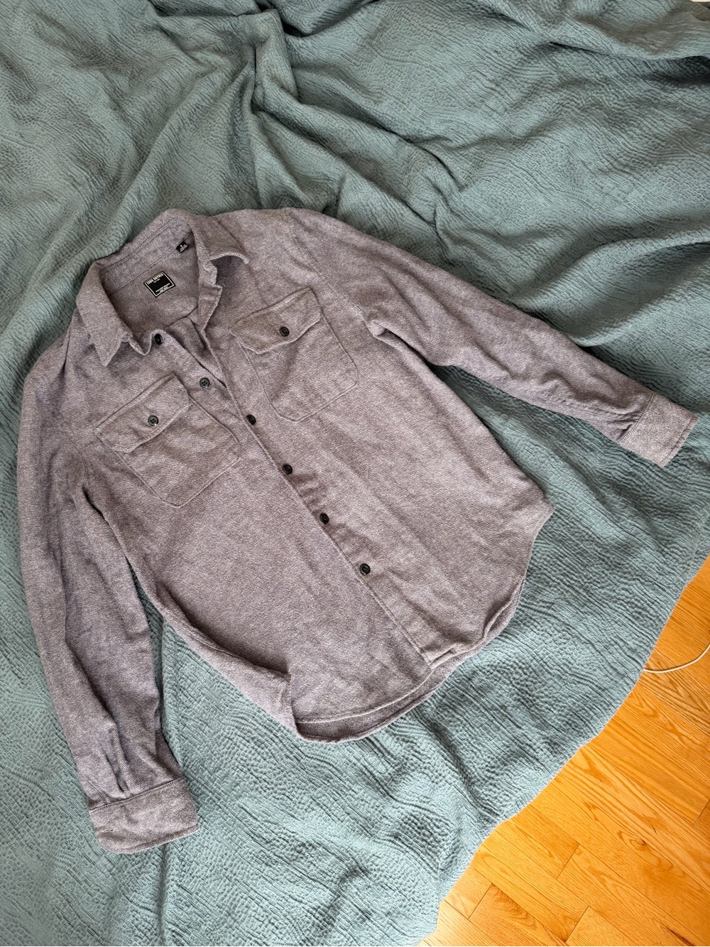 Todd Snyder Heather Bluish Gray Button Down Shirt Jacket